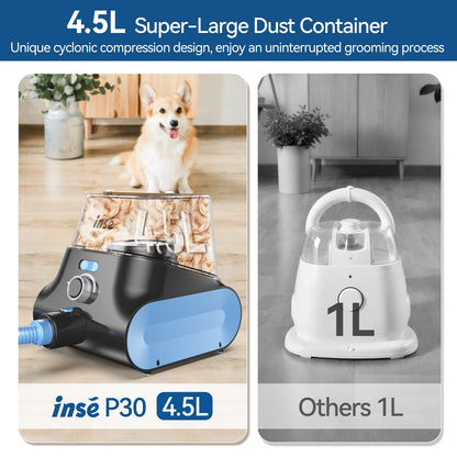 P30 Dog Grooming Vacuum – 4.5L Large Capacity, 5-in-1 Ultra-Low Noise Pet Grooming Kit for Dogs & Cats! 🐾✨