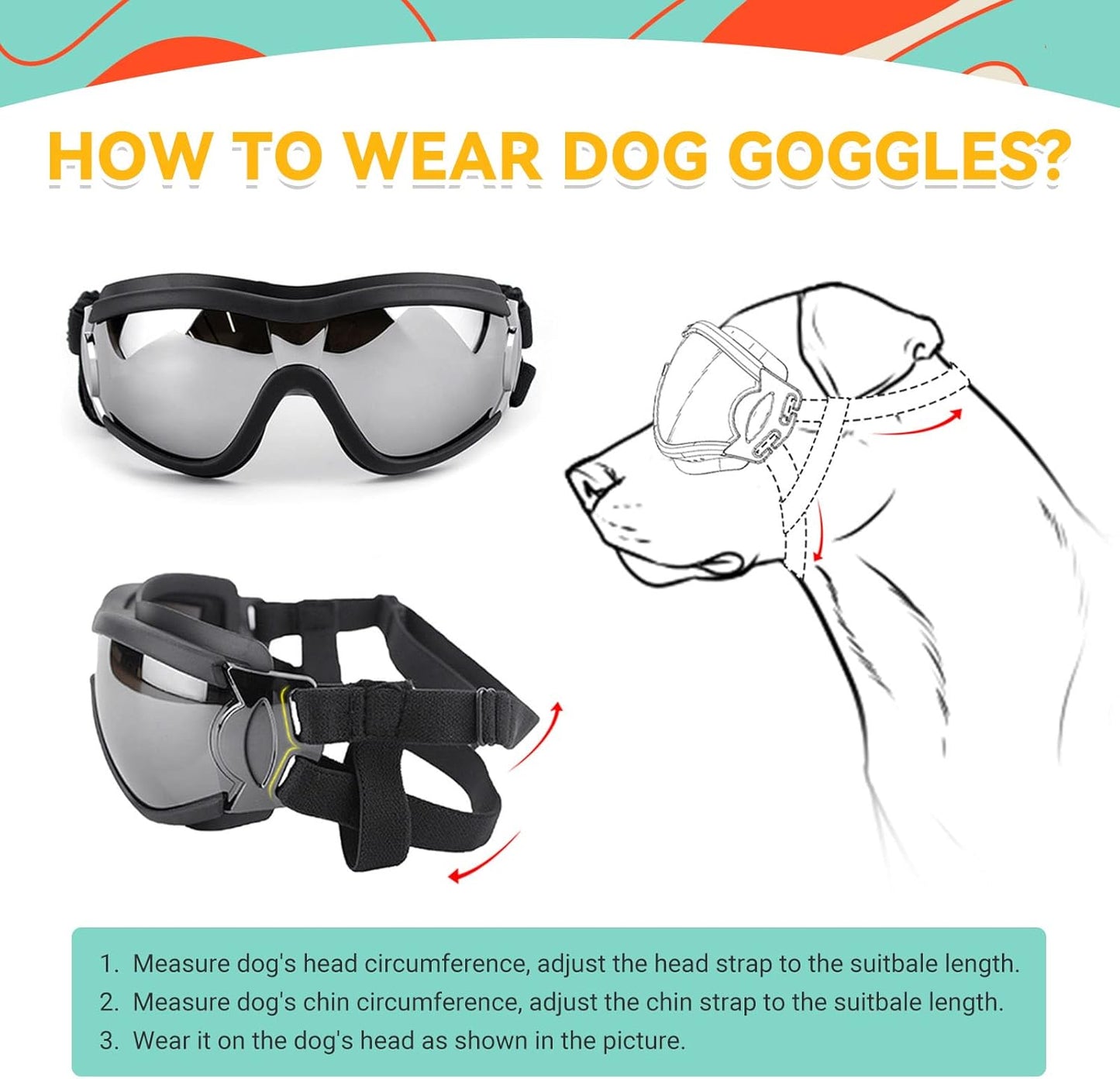 "Pawsome Dog Goggles for Big Pups – Stylish Windproof Sunglasses for Medium & Large Dogs! 🐾🕶️"