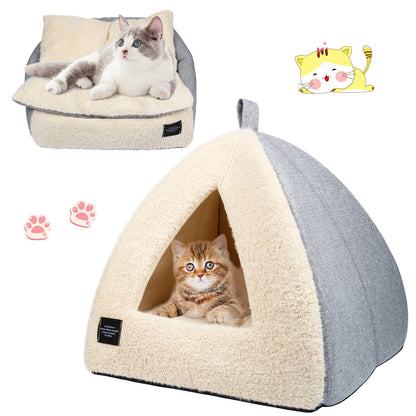 "2-in-1 Cozy Cat Bed – Medium Size with Removable Cushion in Sleek Silver Gray!" 🐾✨