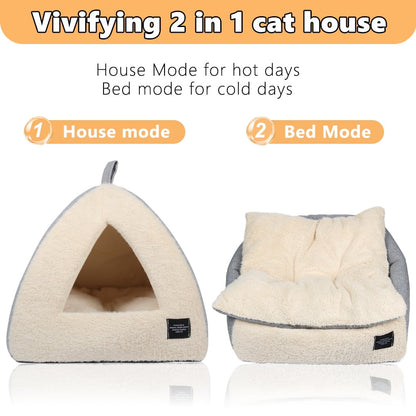 "2-in-1 Cozy Cat Bed – Medium Size with Removable Cushion in Sleek Silver Gray!" 🐾✨