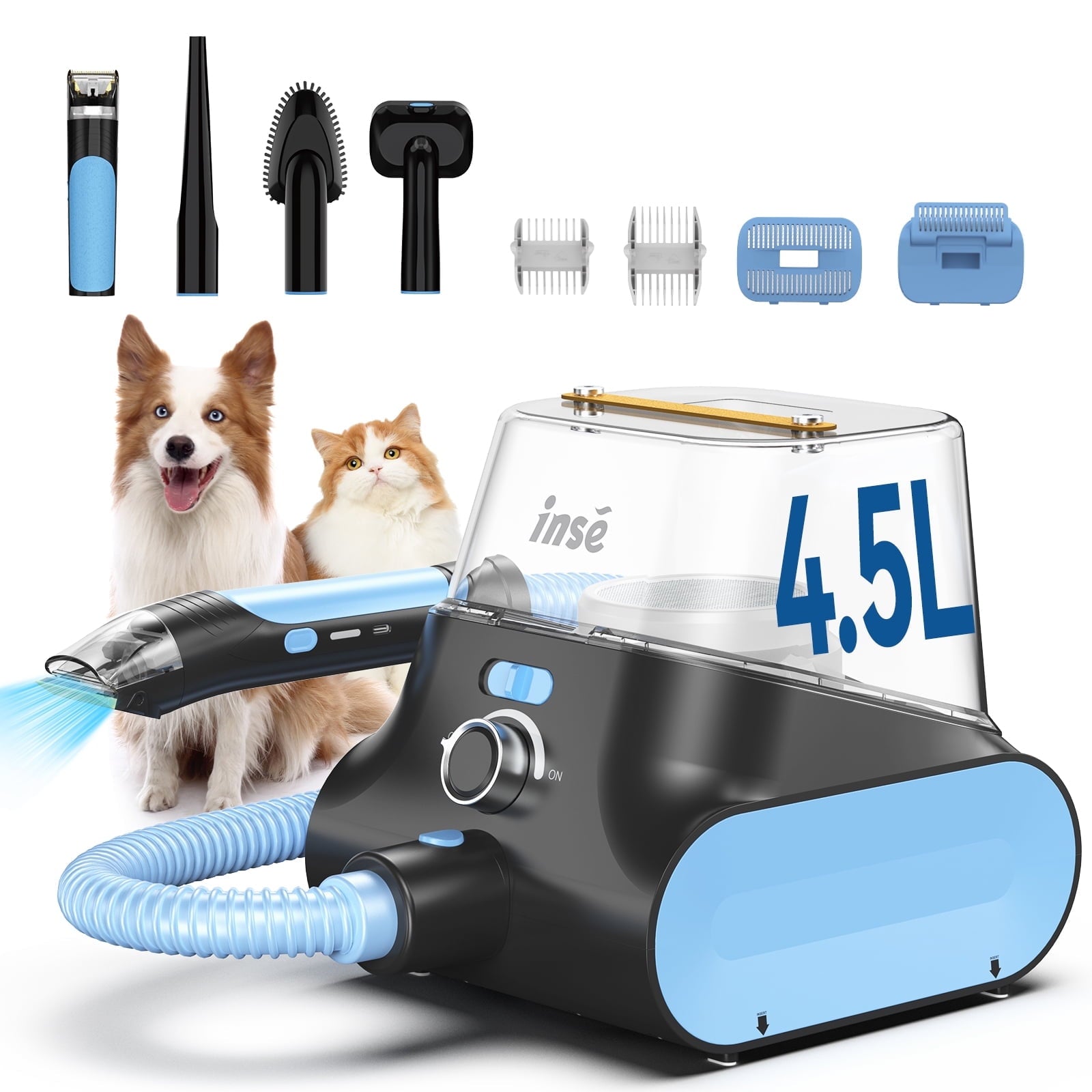 P30 Dog Grooming Vacuum – 4.5L Large Capacity, 5-in-1 Ultra-Low Noise Pet Grooming Kit for Dogs & Cats! 🐾✨